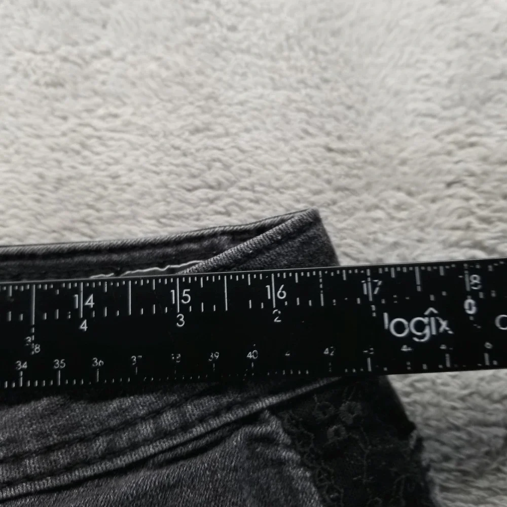 Miss Me Jeans Womens 33 Gray Mid‎ Rise Skinny Lace Side Stripe Stretch Charcoal